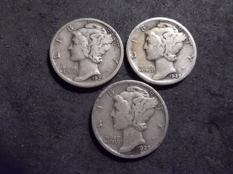 1929 P,D,S Mercury Dimes