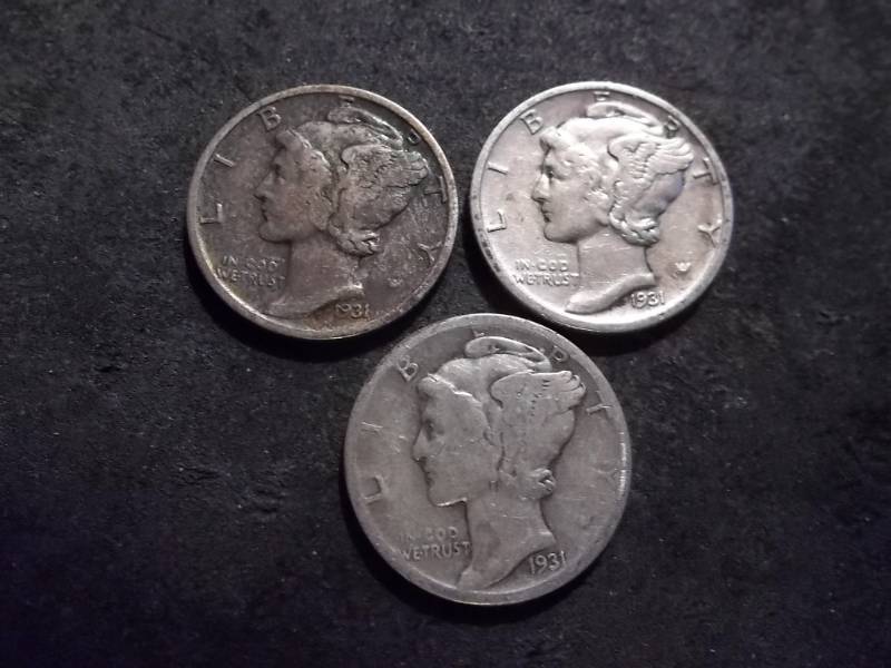 1931 P,D,S Mercury Dimes
