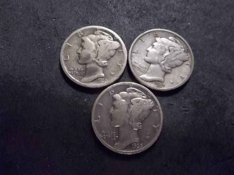 1935 P,D,S Mercury Dimes
