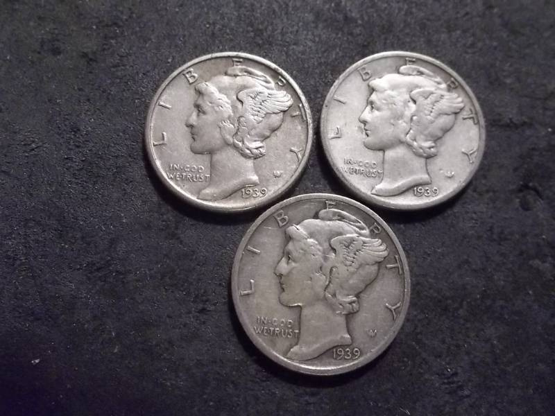 1939 P,D,S Mercury Dimes