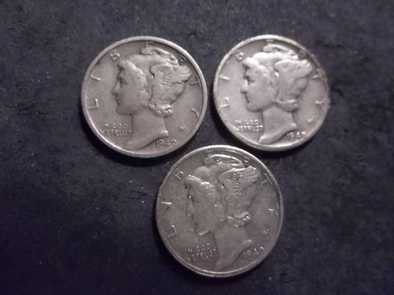 1940 P,D,S Mercury Dimes