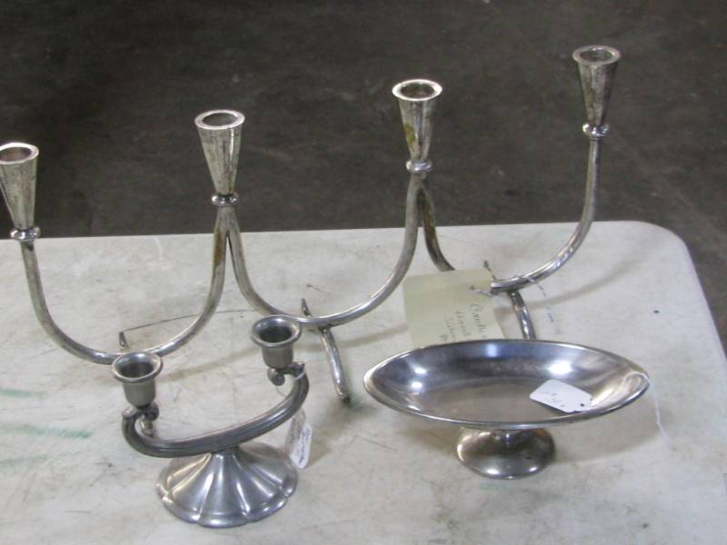 lot 6 image: Silver Plate Candle Holders