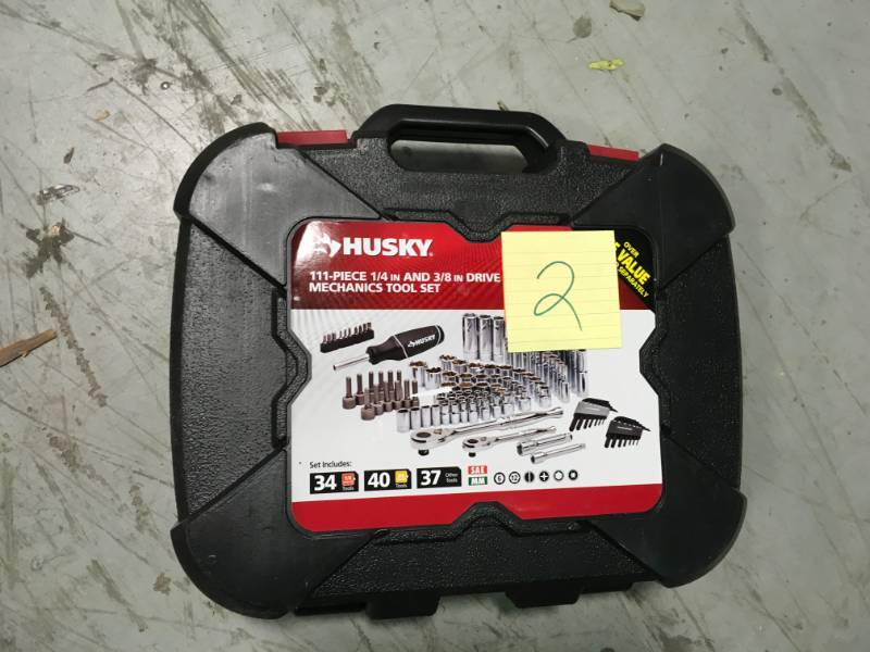 lot 2 image: Husky Mechanics Tool Set (111-Piece) open box not used