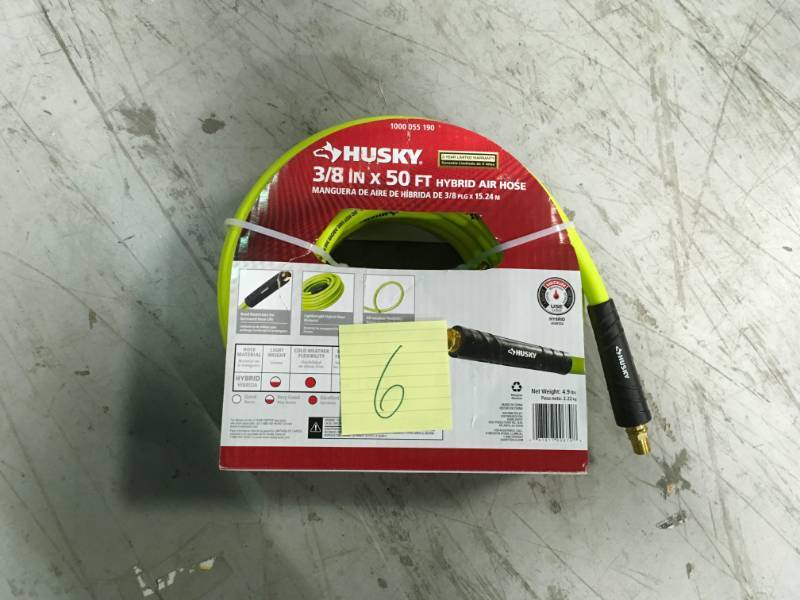 lot 6 image: Husky 38 in. x 50 ft. Hybrid Air Hose not used