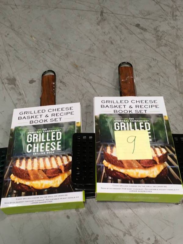 lot 9 image: Charcoal Companion Grilled Cheese Basket & Recipe Book Set QTY 2 open box not used