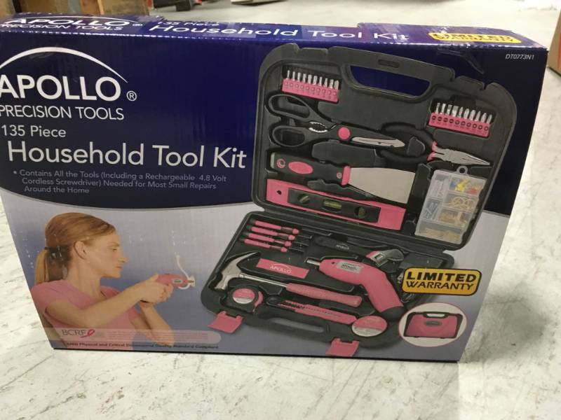 lot 31 image: Apollo 135-Piece Household Tool Kit in Pink in very good condition