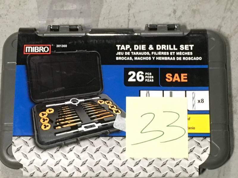 lot 33 image: MIBRO SAE Tap Die and Drill Set (26-Piece) in very good condition