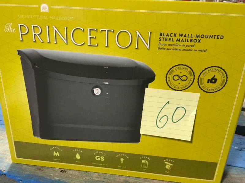 lot 60 image: Architectural Mailboxes Princeton Locking Wall Mount Mailbox Black in very good condition