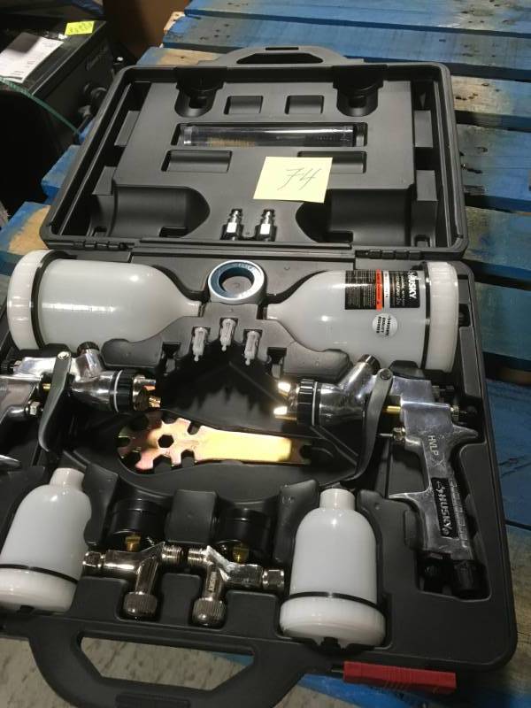 lot 74 image: Husky HVLP and Standard Gravity Feed Spray Gun Kit in very good condition