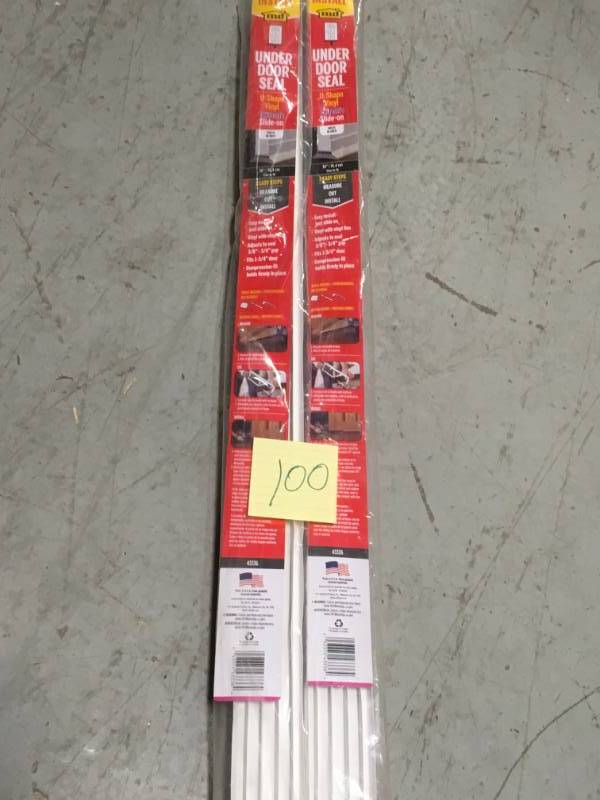 lot 100 image: Cinch 36 in. White Slide-On Under Door Seal QTY 2 in very good condition