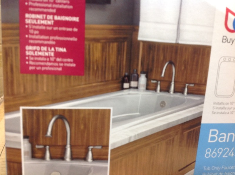 lot 103 image: MOEN Banbury 2-Handle Deck-Mount High Arc Roman Tub Faucet with Valve in Spot Resist Brushed Nickel not used