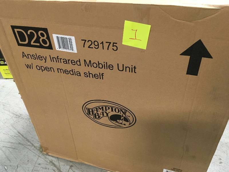 lot 1 image: Hampton Bay Ansley 31 in. Mobile Media Console Infrared Electric Fireplace TV Stand in Cherry in very good condition