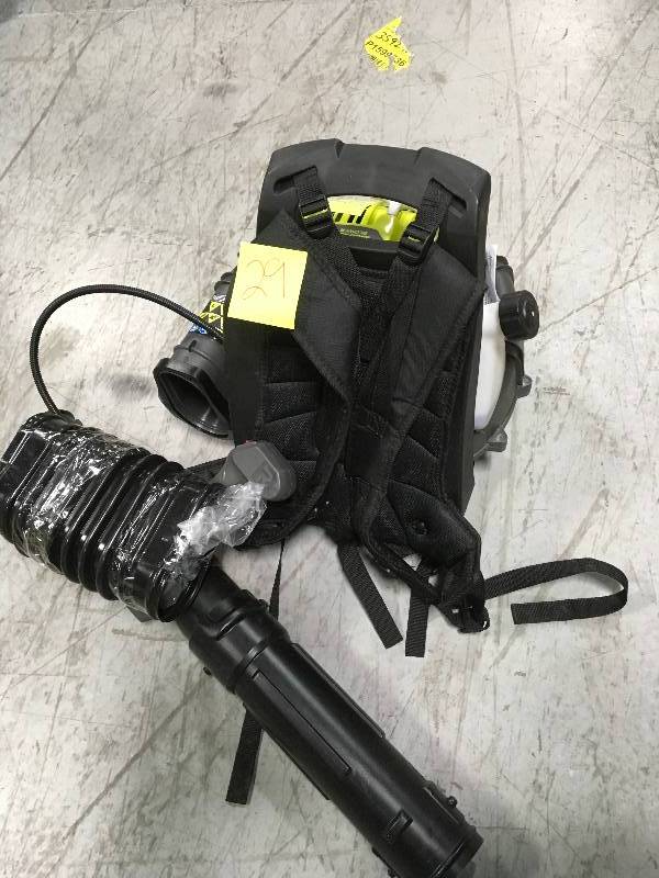 lot 29 image: RYOBI 175 MPH 760 CFM 38cc Gas Backpack Leaf Blower in very good condition