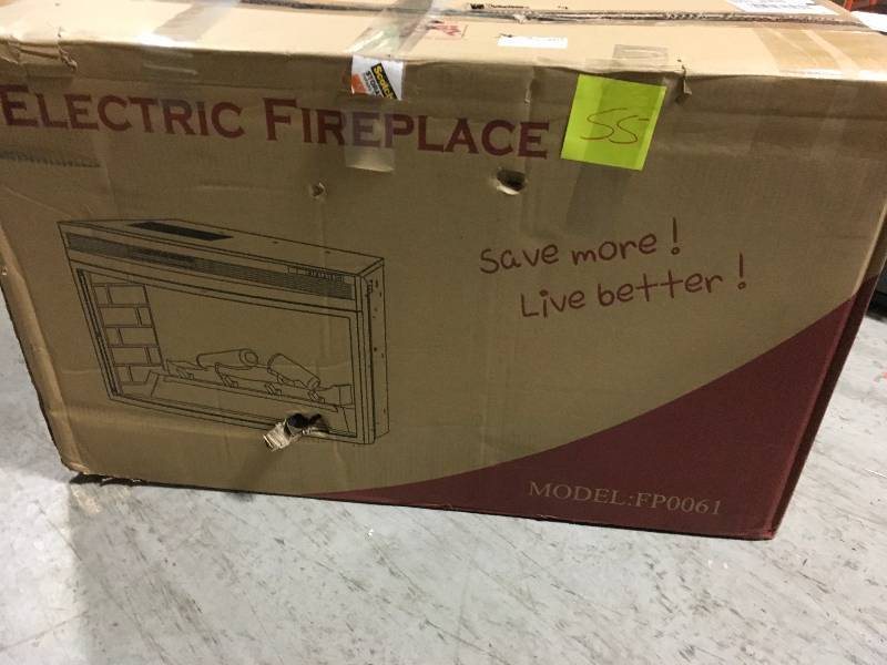 lot 55 image: AKDY 35 in. Freestanding Electric Fireplace Insert Heater in Black with Curve Tempered Glass in very good condition