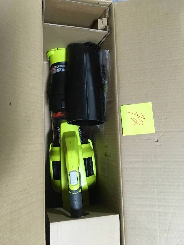 lot 72 image: RYOBI 110 MPH 480 CFM Variable-Speed Turbo 40-Volt Lithium-ion Cordless Jet Fan Leaf Blower - Battery and Charger Not Included in very good condition