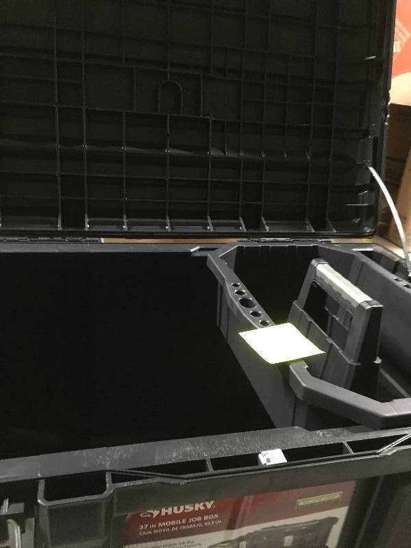 lot 93 image: Husky 37 in. Mobile Job Box Utility Cart Black in very good condition