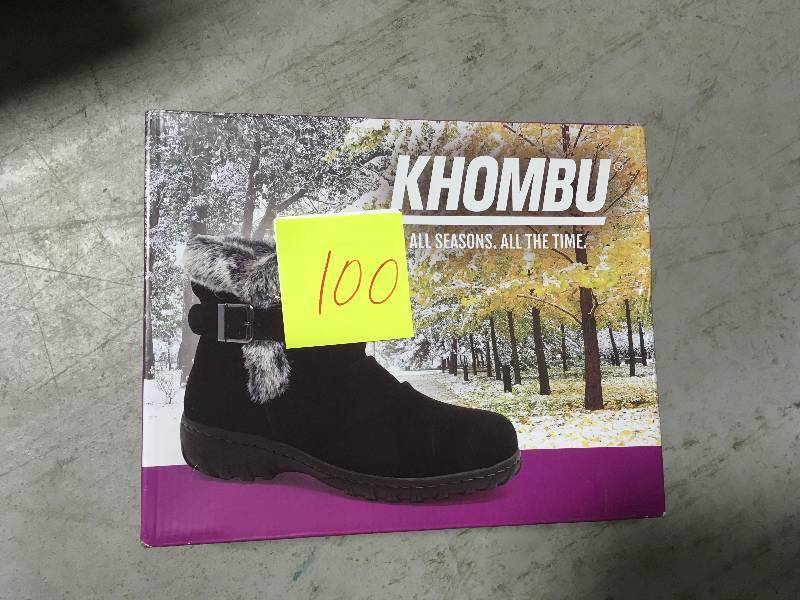 lot 100 image: KHOMBU Womens All-Weather Lindsey Suede Boots Size 7 Black Memory Foam Insole not used