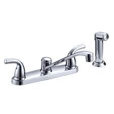 lot 33 image: Glacier Bay Builders 2-Handle Standard Kitchen Faucet with Side Sprayer and Deck Plate in Chrome in very good condition