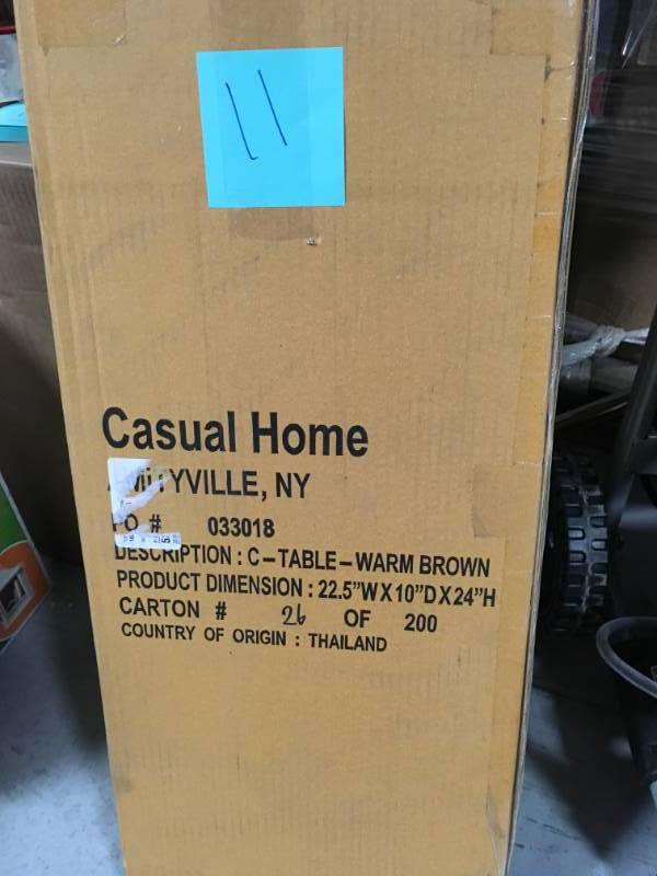 lot 11 image: Casual Home Warm Brown C-Side Table in very  good condition