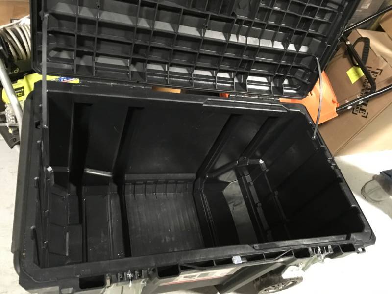 lot 27 image: Husky 37 in. Mobile Job Box Utility Cart Black in very  good condition