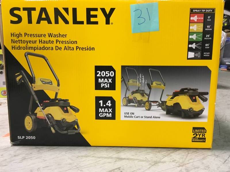 lot 31 image: Stanley 2,050 PSI 1.4 GPM Electric Pressure Washer in very  good condition