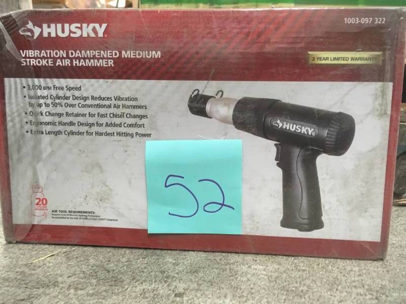 lot 52 image: Husky Vibration Damped Medium Stroke Air Hammer in very  good condition
