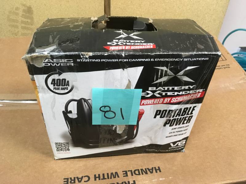 lot 81 image: Schumacher Battery Extender 12-Volt, 400 Amp Battery Jump Starter in very  good condition