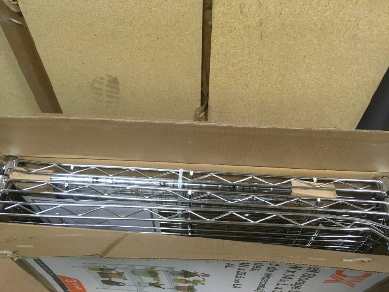 lot 86 image: 24 in. W x 30.5 in. H x 14 in. D 3-Shelf Steel Wire Chrome Finish Shelving Unit in very  good condition