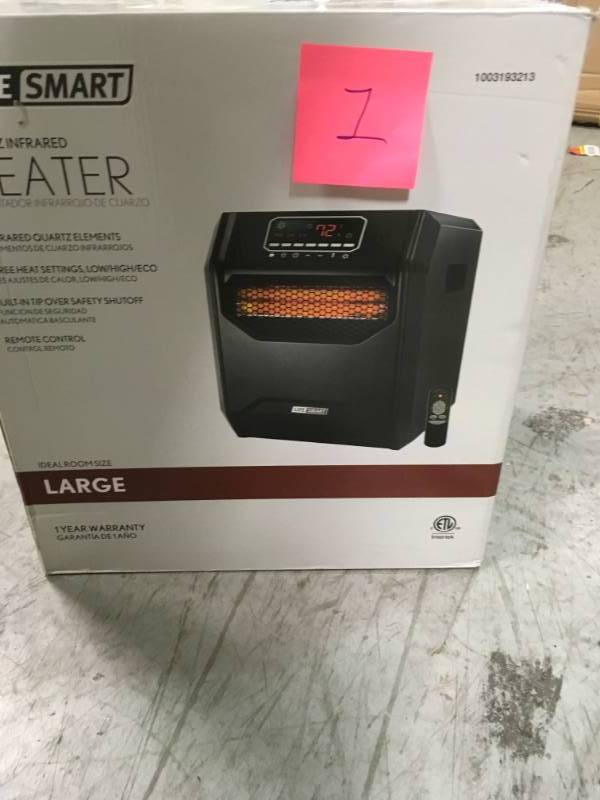 lot 1 image: Life smart Infrared 6 Element Large Room Heater USED NO CONTROL in good working condition