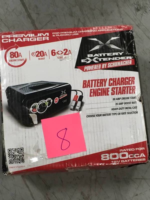lot 8 image: Schumacher Battery Extender 12-Volt, 80 Amp Engine Start, 20 Amp ChargerMaintainer in good working condition