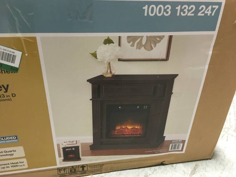 lot 23 image: Hampton Bay Parksley 31 in. Freestanding Compact Infrared Electric Fireplace in Espresso in good working condition