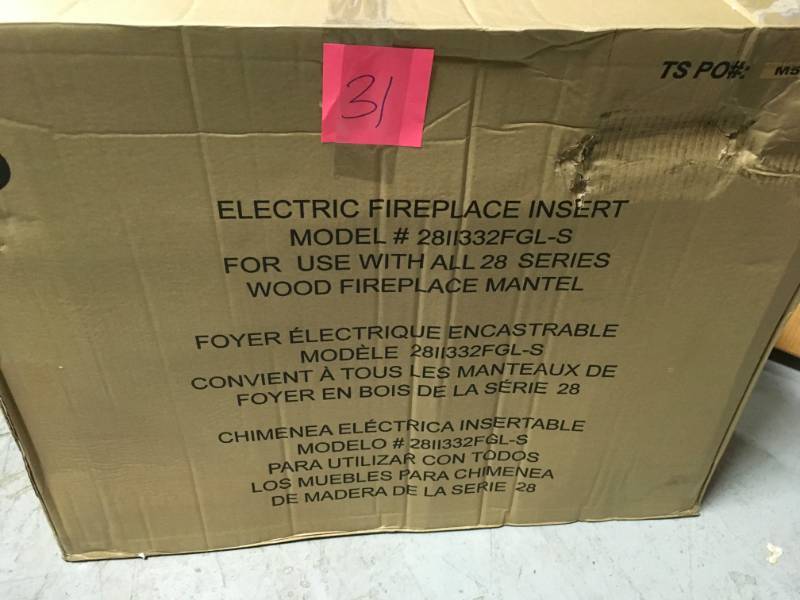 lot 31 image: Insert Only for Home Decorators Collection Chestnut Hill 68 in. TV Stand Electric Fireplace in working conditions