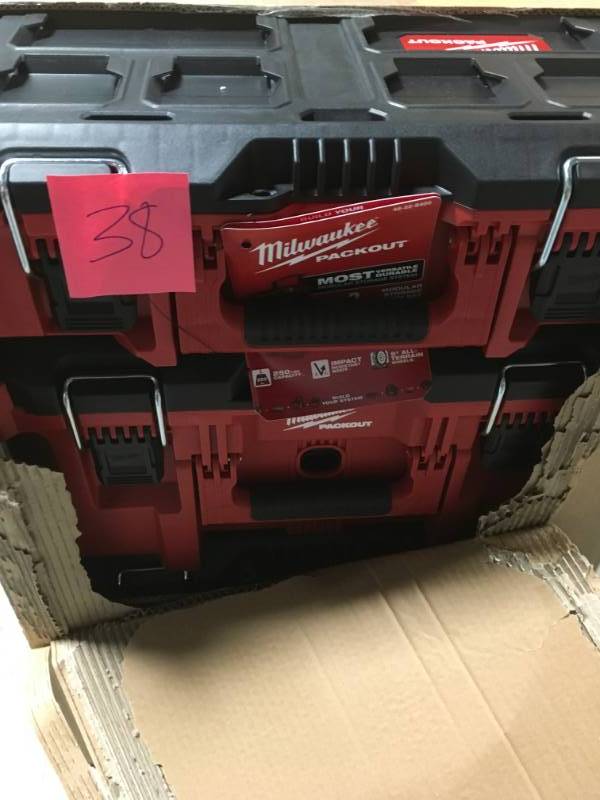 lot 38 image: Milwaukee 22 in. Packout Modular Tool Box Storage System not used