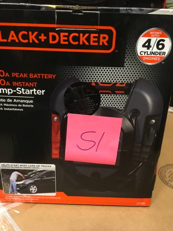 lot 51 image: BLACKDECKER 300 Amp Portable Jump Starter in good working condition