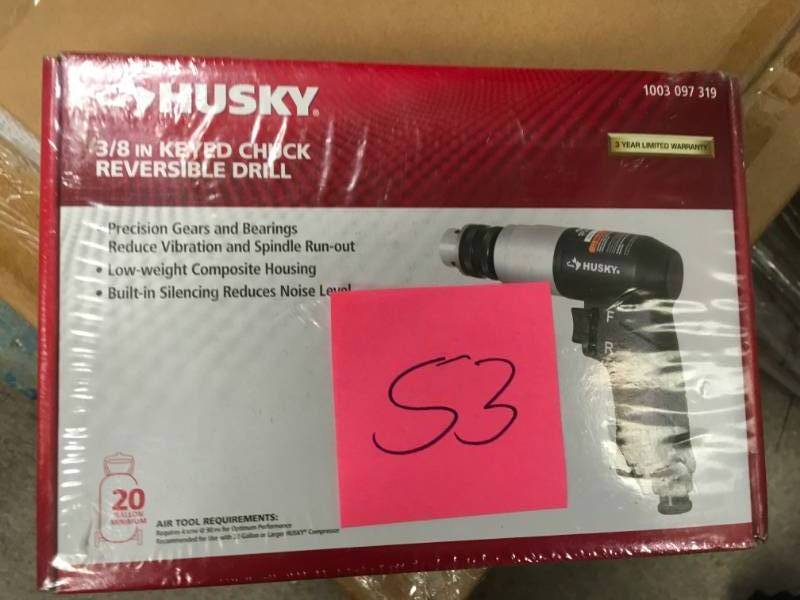lot 53 image: Husky 38 in. Keyed Chuck Reversible Drill in good working condition
