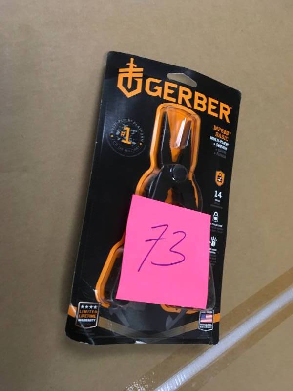 lot 73 image: Gerber Mp600 Multi-plier Tool Needle Nose Pliers Sheath Knife 14 in 1 Black