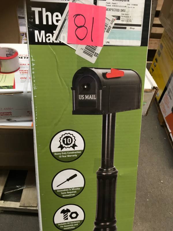 lot 81 image: Postal Pro Madison Mailbox and Post Kit, Black in good condition