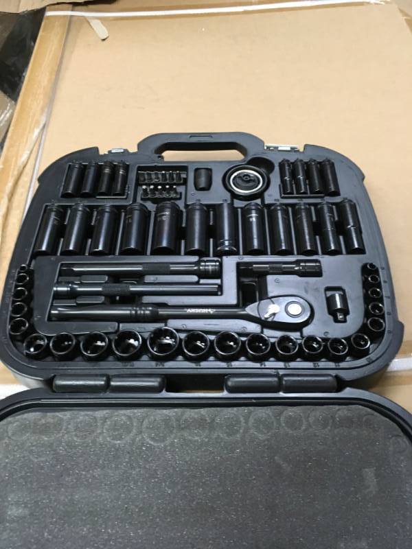 lot 90 image: Husky 38 in. Drive 100-Position Universal SAE and Metric Mechanics Tool Set (60-Piece)