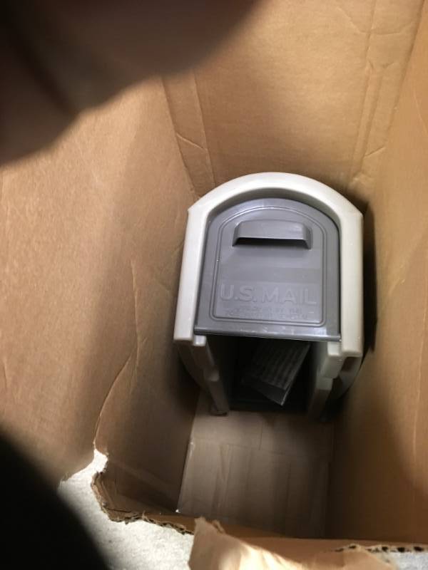 lot 93 image: Step2 Mail Master Streamline Mocha OverPost Mounted Plastic Mailbox DAMAGE