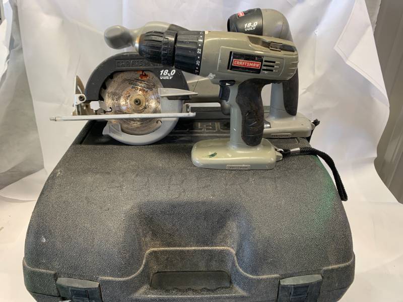 lot 74 image: Craftsman 18 Volt Circular Saw, Drill & Light