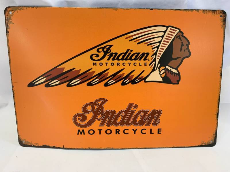 lot 93 image: Indian Motorcycle Metal Sign Apprx 8 x 12