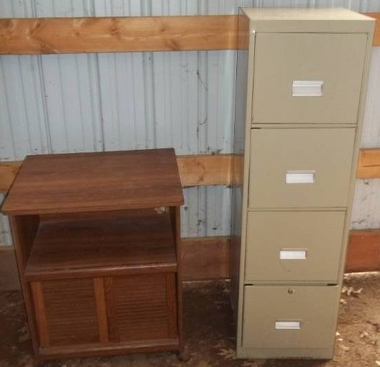 lot 519 image: Filing Cabinet and Side Table