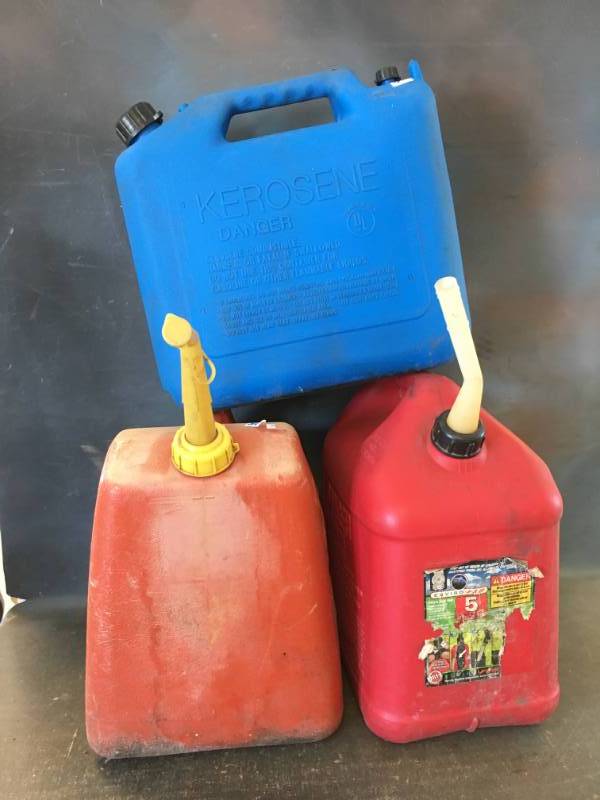 lot 58 image: Plastic Gasoline and Kerosene Cans