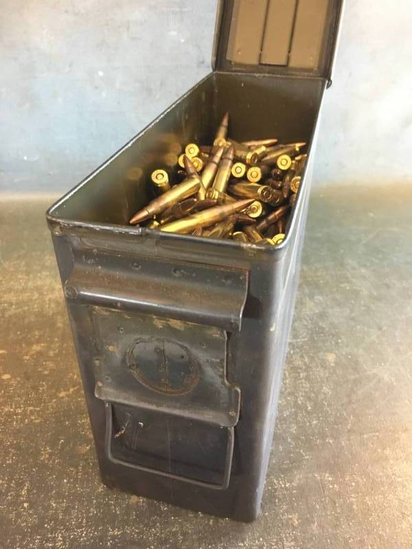 lot 21 image: Metal Ammo Box with Ammunition