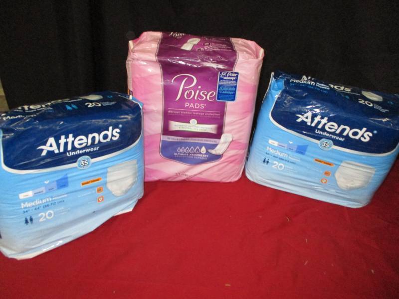 lot 40 image: Unopened Attends and Poise Pads