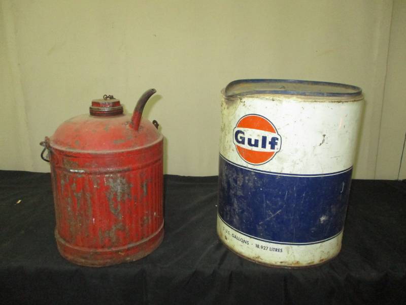 lot 55 image: 2 Rustic old gas cans
