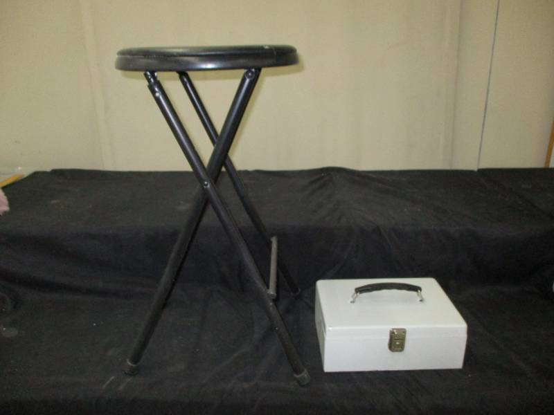 lot 60 image: Money box and stool folding