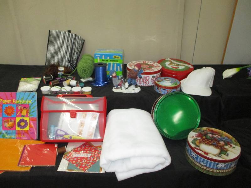 lot 82 image: Craft Items, Japanese folding paper art, Christmas cookie tins and more