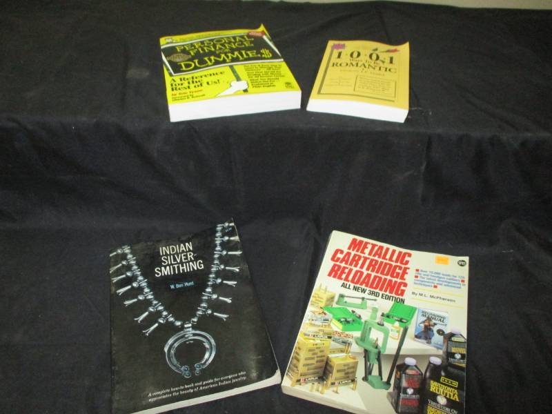 lot 120 image: Books Indian Silver Smithing, Metallic Cartridge Reloading, 1001 ways to be romantic