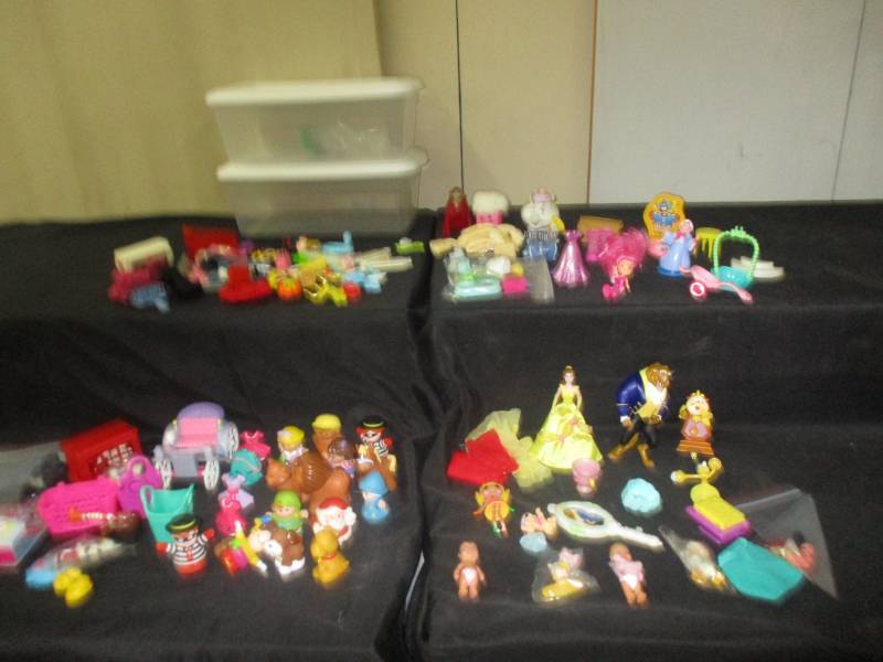 lot 166 image: Barbie, Strawberry shortcake, shopkins and little people toys and disney Toys